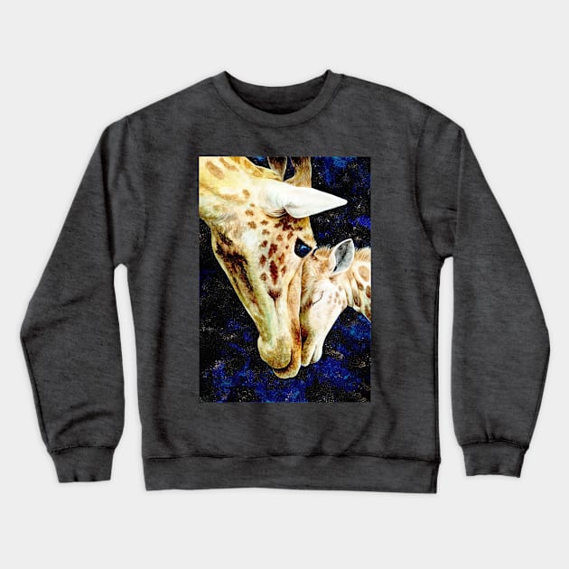 Night sky giraffes Crewneck Sweatshirt by MandalaSoul